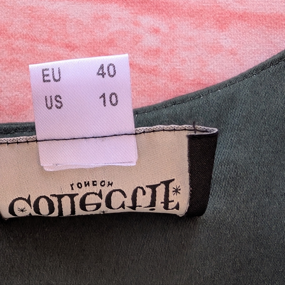 Collectif AMBER-LEA Autumn Leaves Vintage fit & flarw Dress Gown Rockabilly 10US - Picture 7 of 7